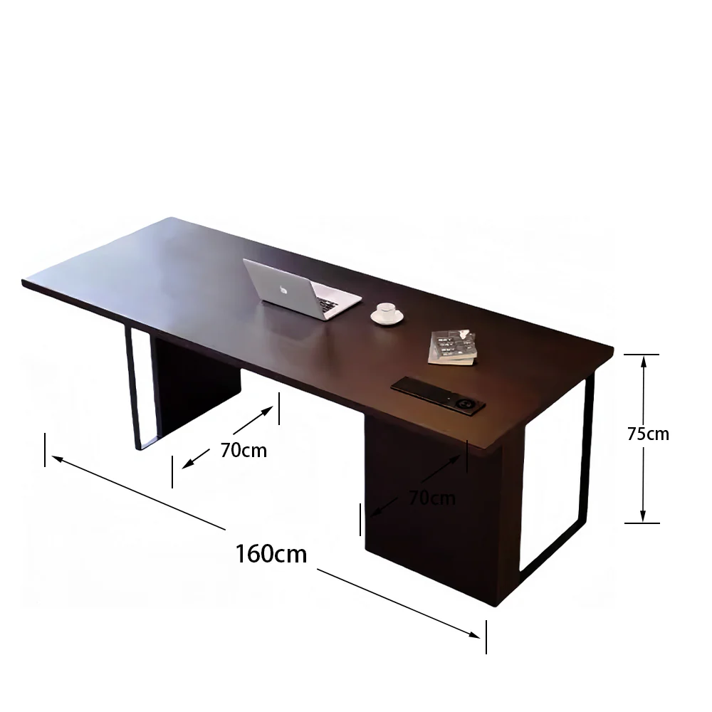 LUXORA WD1060 140/160/180/200cm Light Luxury Style Smoked-Colored Solid Wood Desk - Image 6