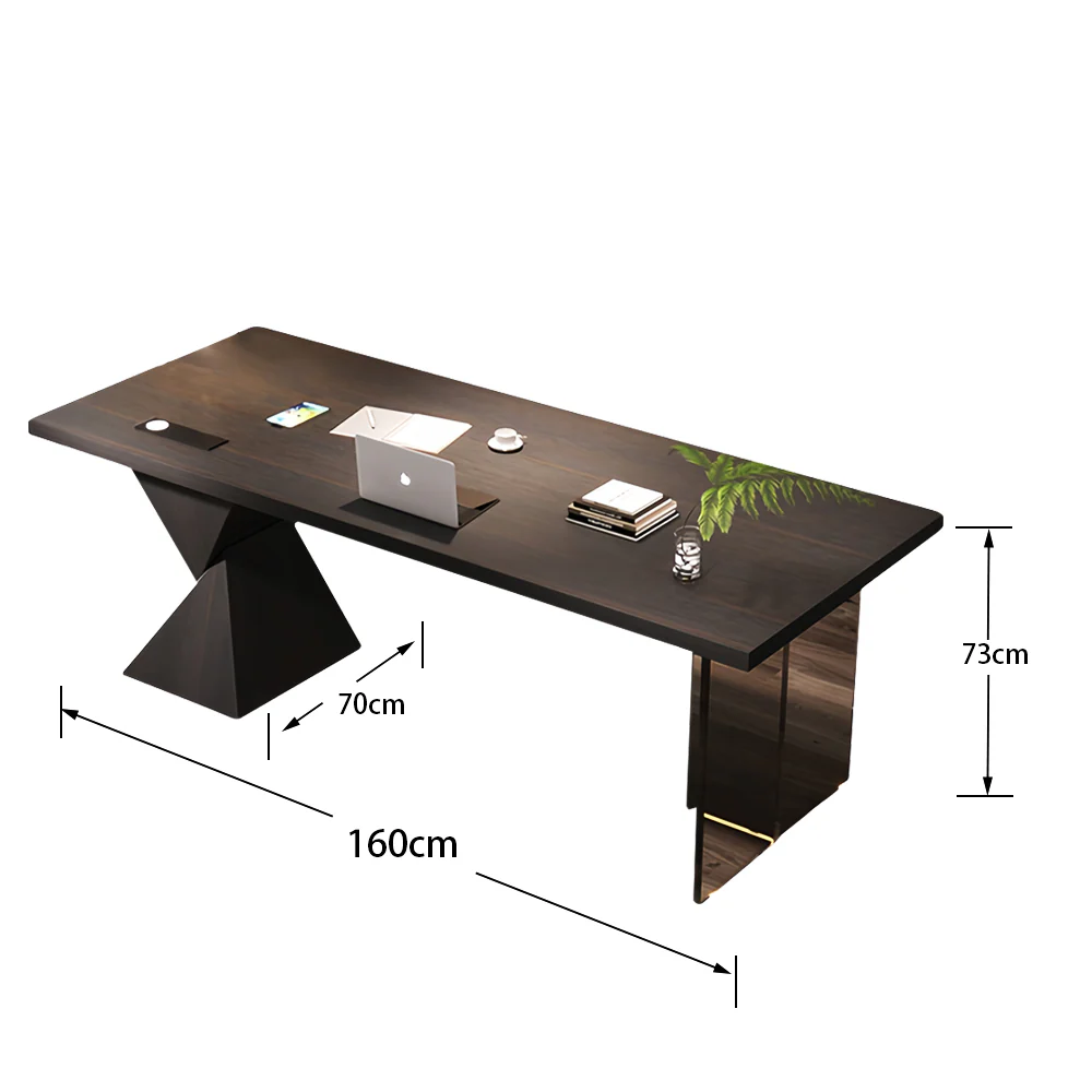 LUXORA WD1061 140/160/180/200cm Light Luxury Style Smoked-Colored Solid Wood Desk - Image 7