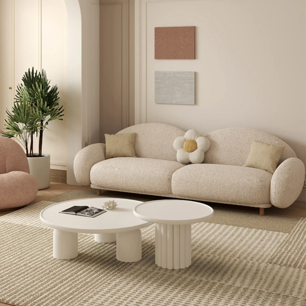 LUXORA S1286 Fashionable Minimalist Style Solid Wood Sofa 230cm Teddy Fabric - Image 3