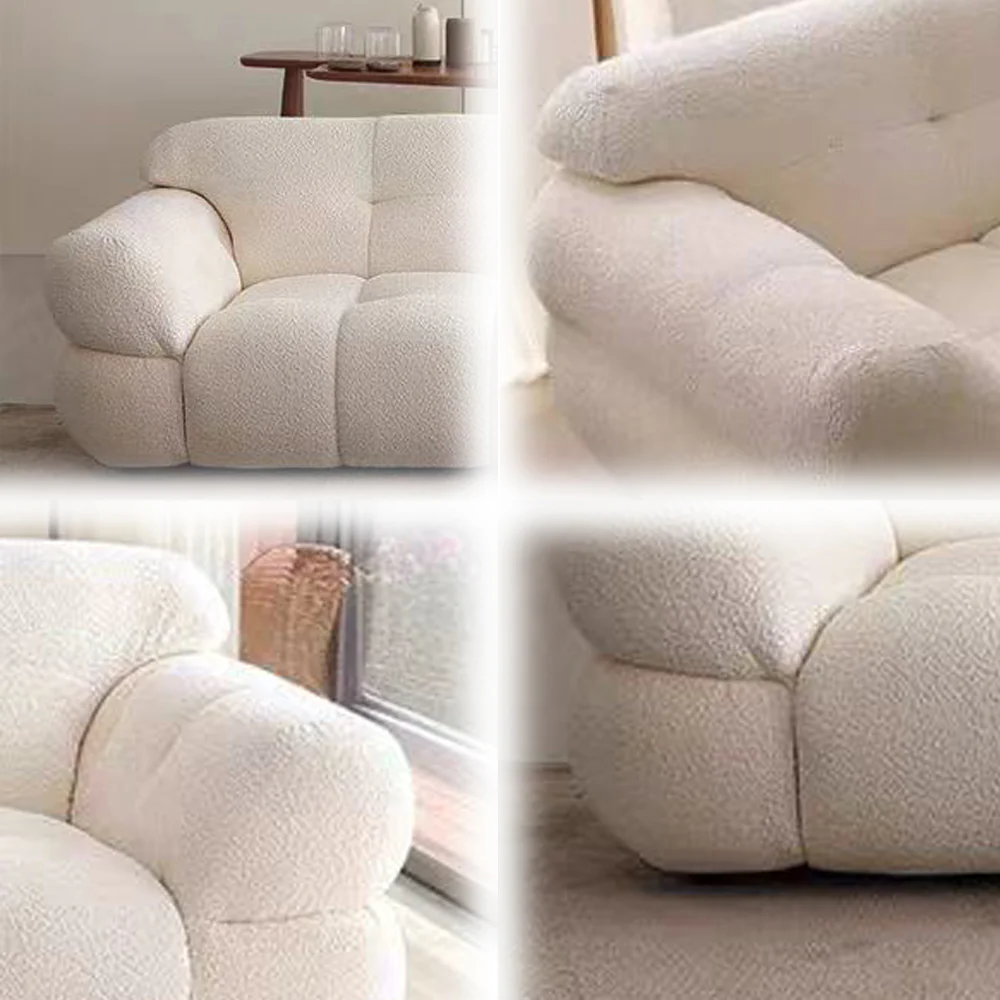 LUXORA S1470 Fashionable Minimalist Style Solid Wood Sofa 220-240cm Lambswool Fabric - Image 4