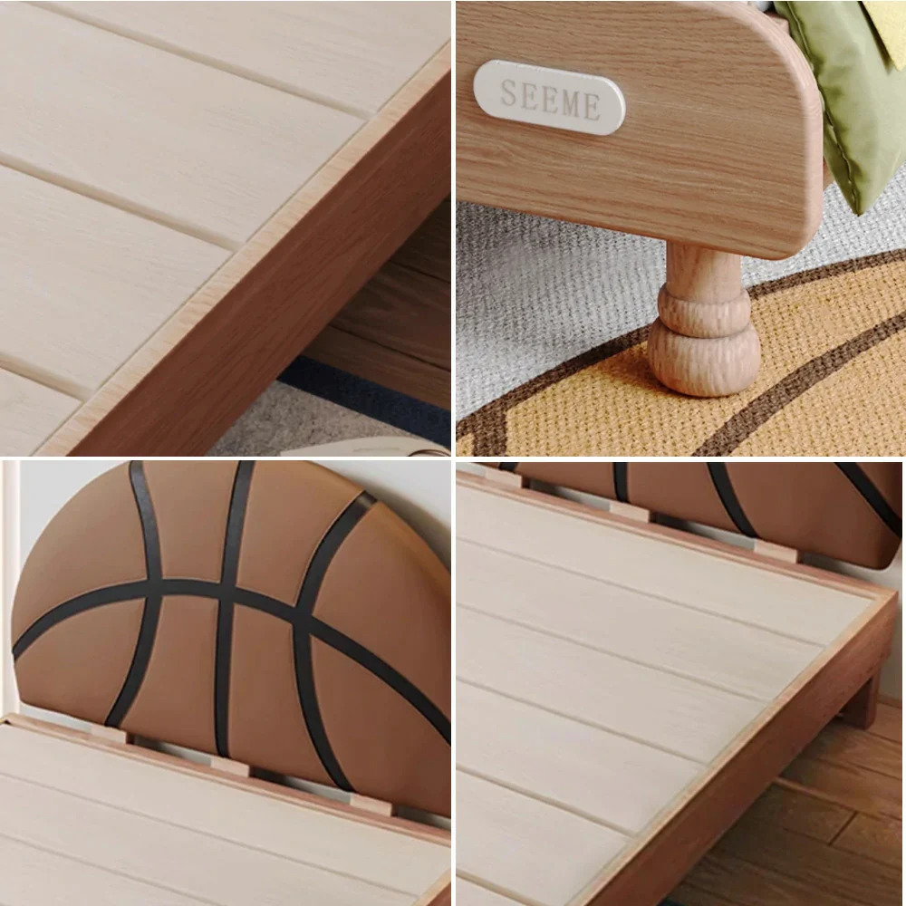 LUXORA 120/135/150/180cm Solid Wood Frame Children'S Basketball Bed - Image 3