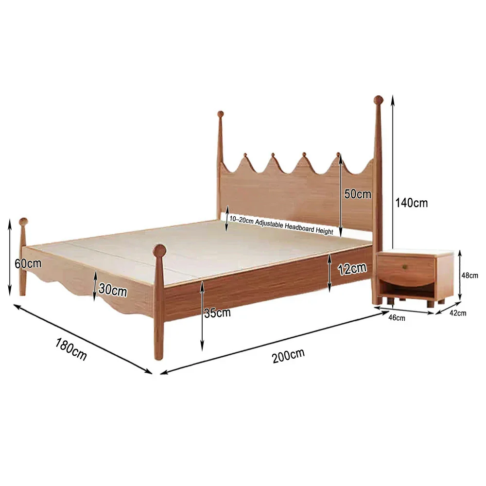 LUXORA 120/135/150/180cm Solid Wood Children's Bed with Crown Shaped Headboard - Image 16