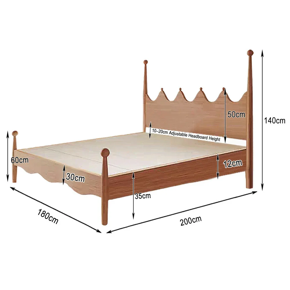 LUXORA 120/135/150/180cm Solid Wood Children's Bed with Crown Shaped Headboard - Image 8