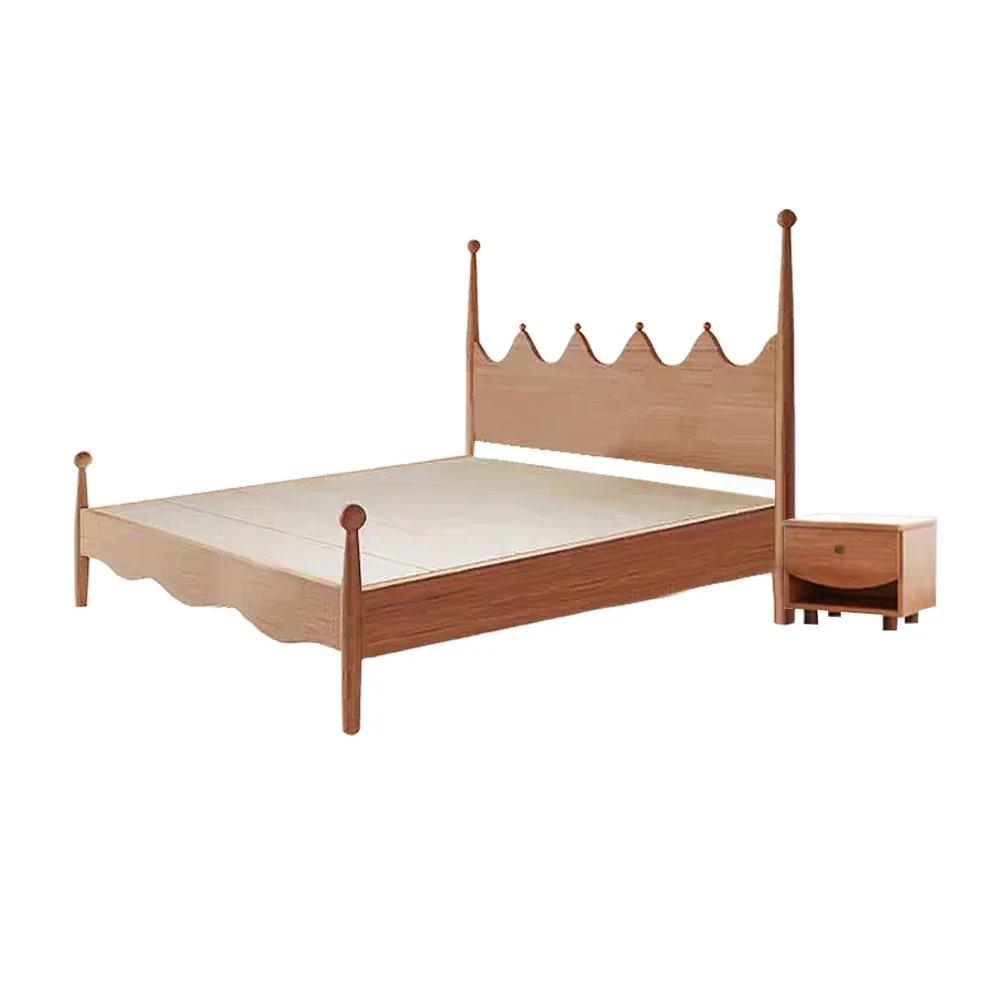 LUXORA 120/135/150/180cm Solid Wood Children's Bed with Crown Shaped Headboard - Image 9