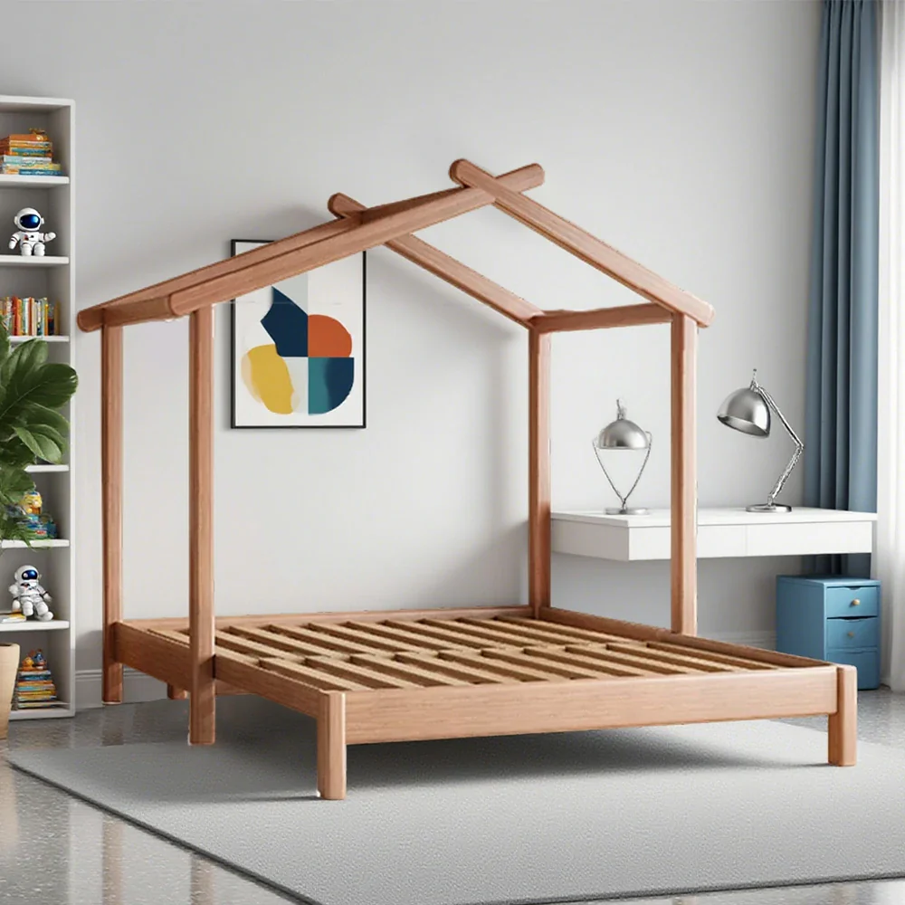 LUXORA 180/200cm Kids Wooden House Slide Out Bed Frame with Pulling Function Convertible Children's Bed, Space-Saving Design - Image 4