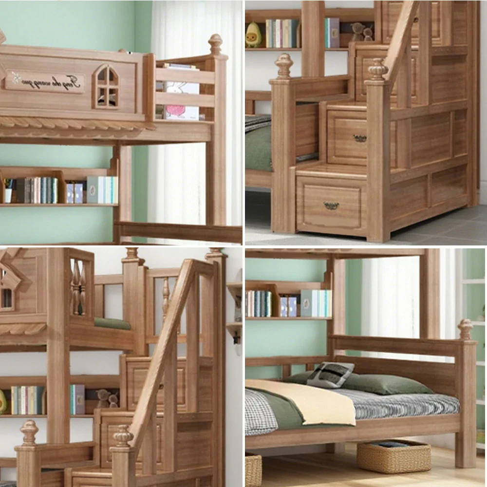 Installation Included LUXORA 120/135/150/180cm Solid Wood Bunk Bed with Staircase Drawers & Included Mattress - Image 11