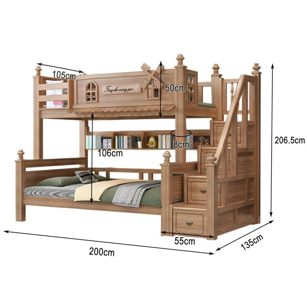 Installation Included LUXORA 120/135/150/180cm Solid Wood Bunk Bed with Staircase Drawers & Included Mattress - Image 14