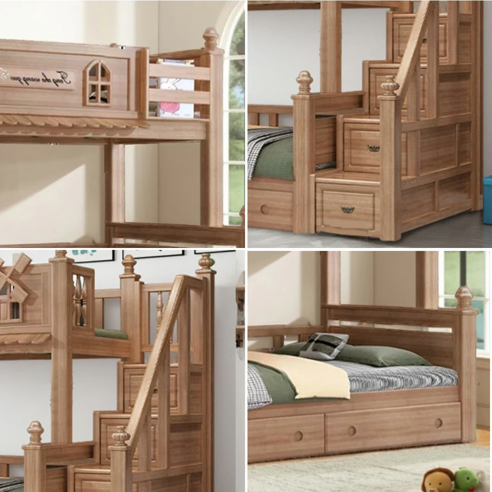 Installation Included LUXORA 120/135/150/180cm Solid Wood Bunk Bed with Staircase Drawers & Included Mattress - Image 19