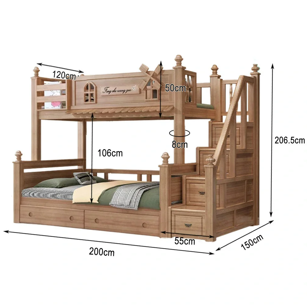 Installation Included LUXORA 120/135/150/180cm Solid Wood Bunk Bed with Staircase Drawers & Included Mattress - Image 23
