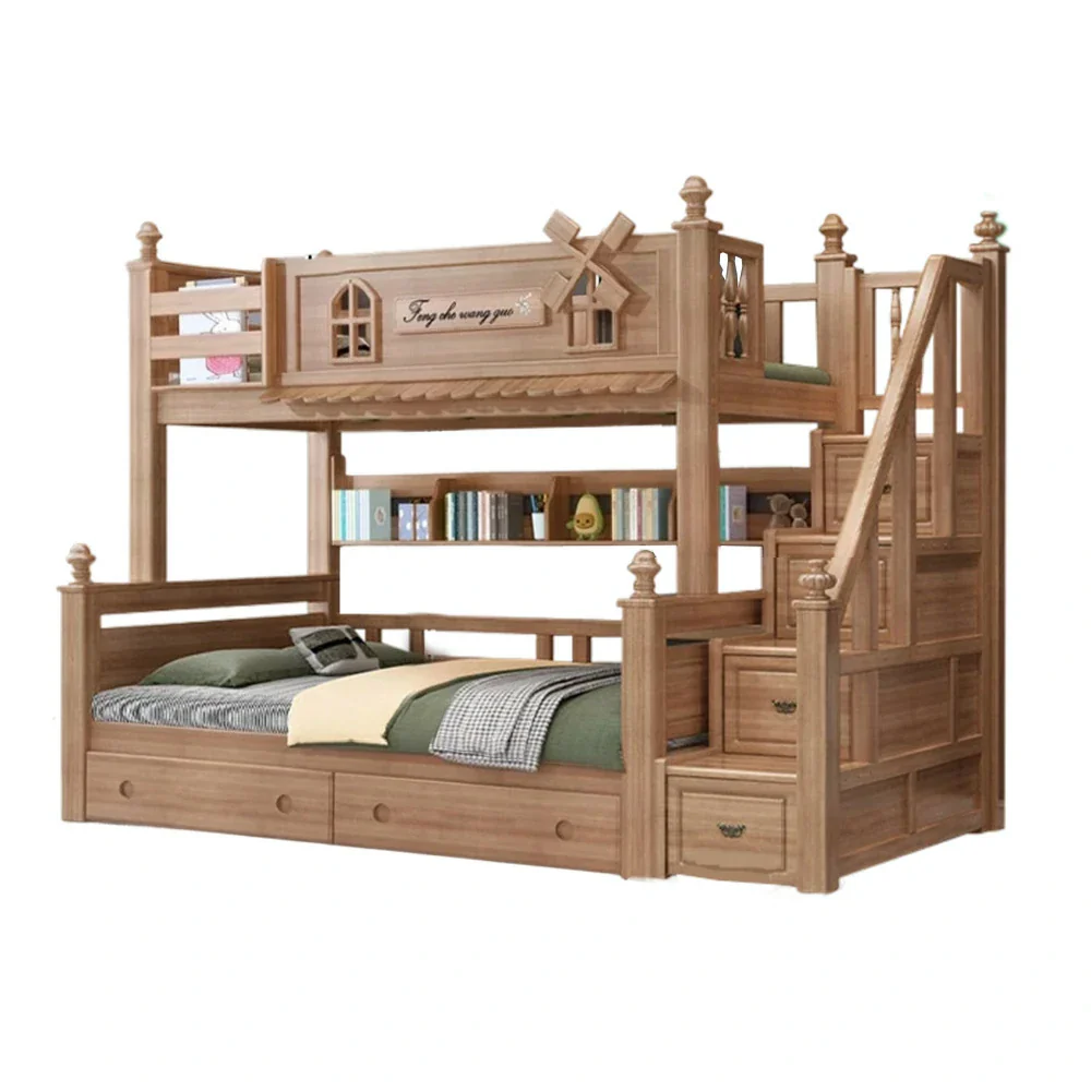 Installation Included LUXORA 120/135/150/180cm Solid Wood Bunk Bed with Staircase Drawers & Included Mattress - Image 25