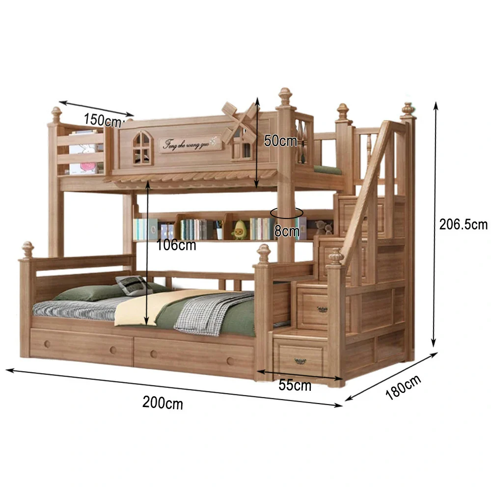 Installation Included LUXORA 120/135/150/180cm Solid Wood Bunk Bed with Staircase Drawers & Included Mattress - Image 32