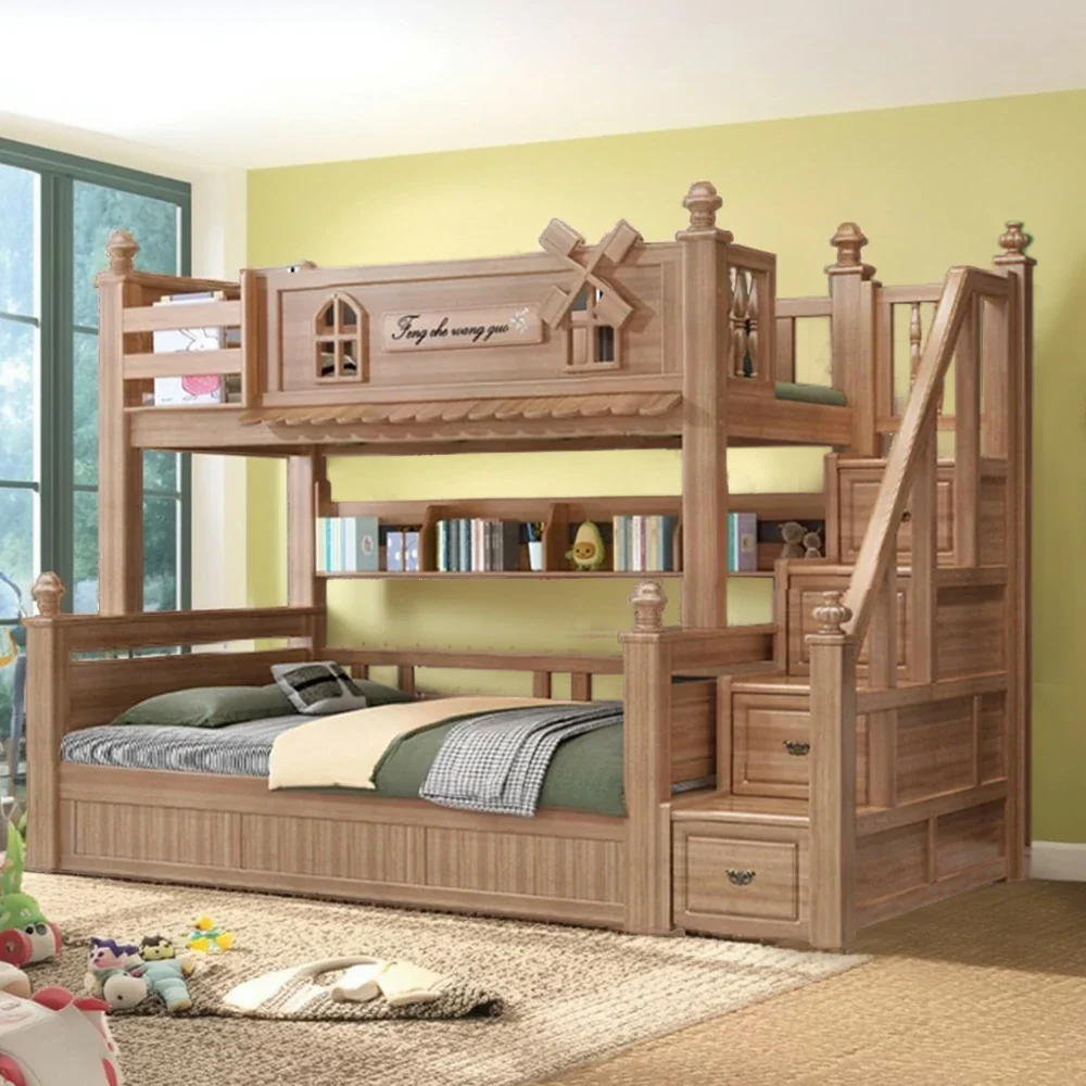 Installation Included LUXORA 120/135/150/180cm Solid Wood Bunk Bed with Staircase Drawers & Included Mattress - Image 34