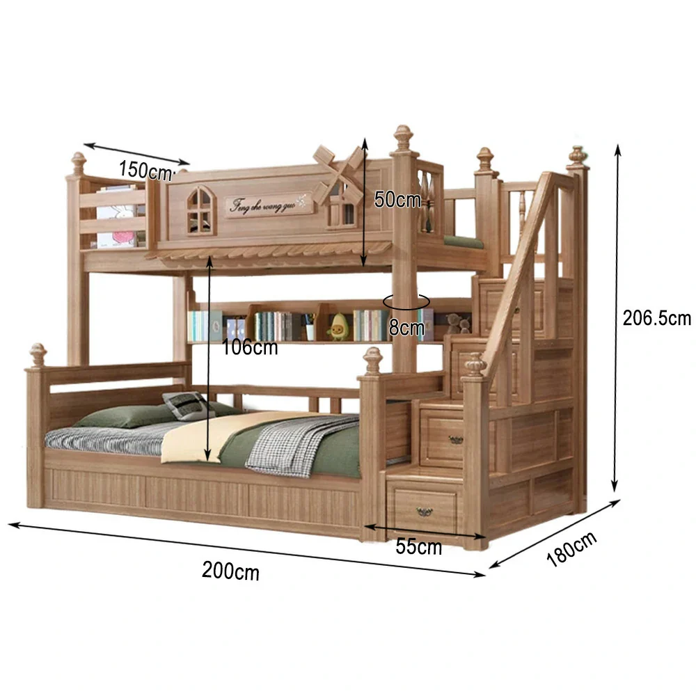 Installation Included LUXORA 120/135/150/180cm Solid Wood Bunk Bed with Staircase Drawers & Included Mattress - Image 40