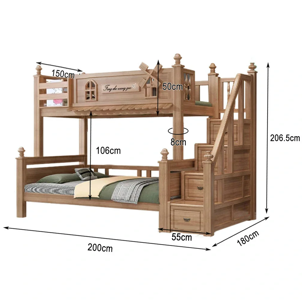 Installation Included LUXORA 120/135/150/180cm Solid Wood Bunk Bed with Staircase Drawers & Included Mattress - Image 8
