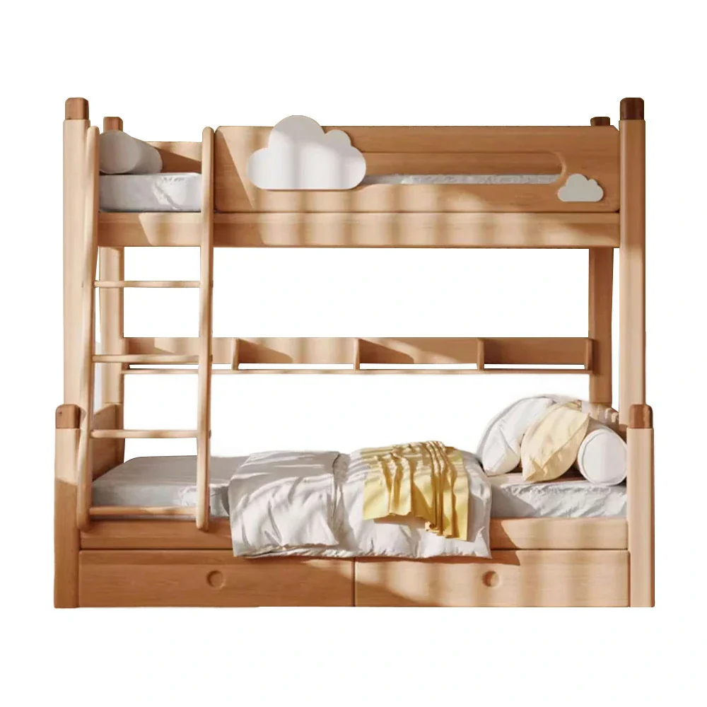 Installation Included LUXORA 120/135/150/180cm Solid Wood Frame Bunk Bed Climbing Stairs/Slide