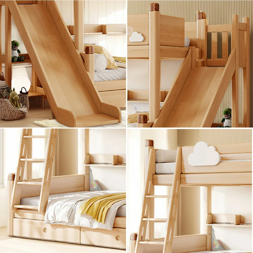Installation Included LUXORA 120/135/150/180cm Solid Wood Frame Bunk Bed Climbing Stairs/Slide - Image 11