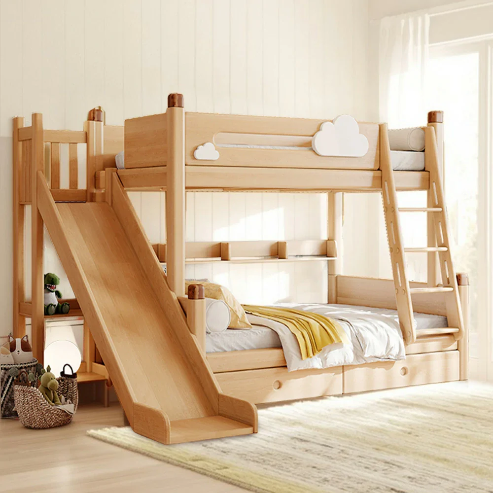 Installation Included LUXORA 120/135/150/180cm Solid Wood Frame Bunk Bed Climbing Stairs/Slide - Image 12