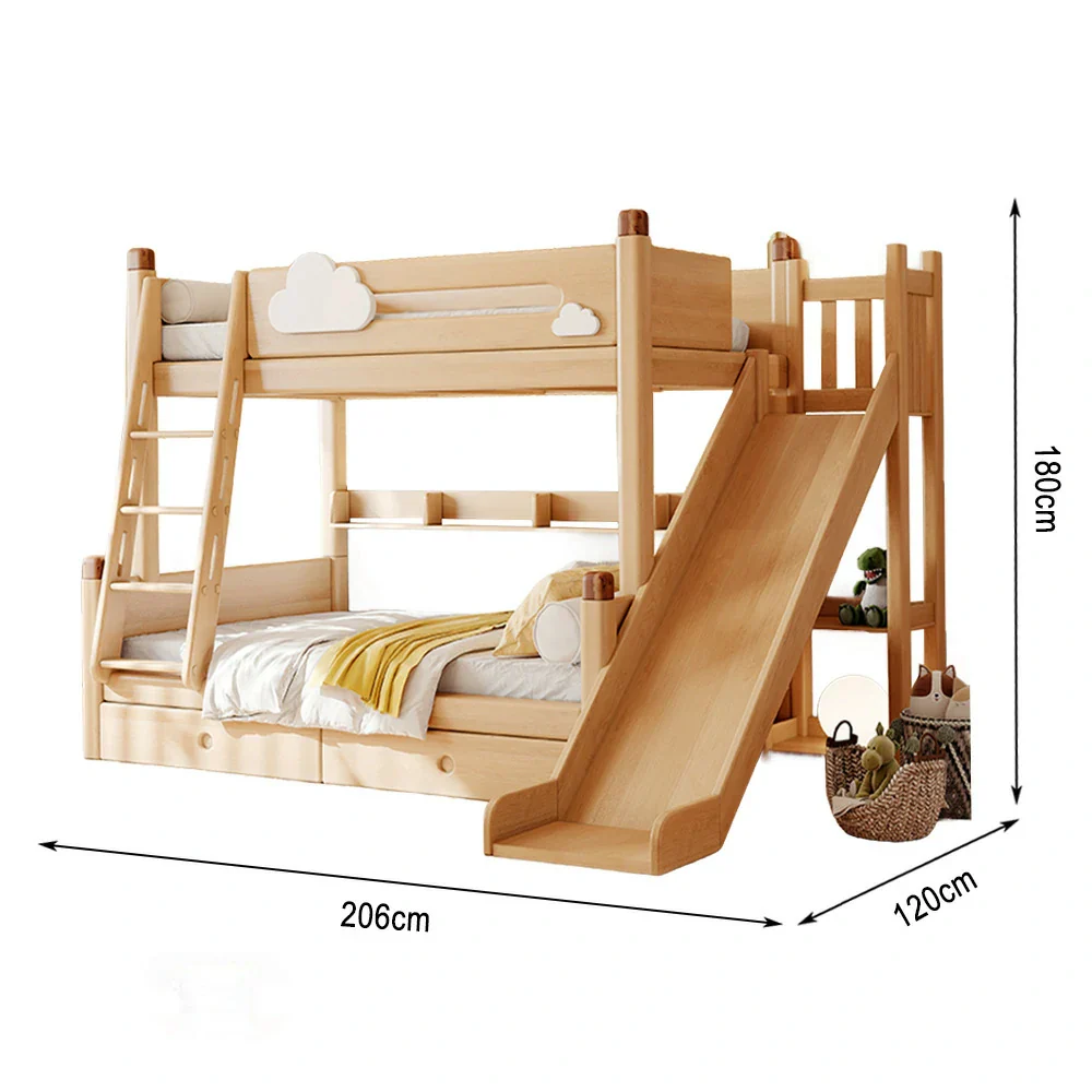 Installation Included LUXORA 120/135/150/180cm Solid Wood Frame Bunk Bed Climbing Stairs/Slide - Image 13