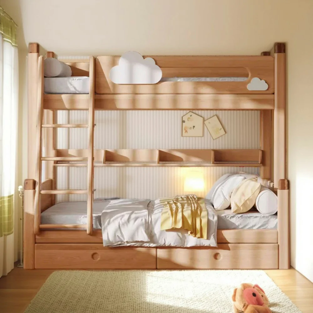 Installation Included LUXORA 120/135/150/180cm Solid Wood Frame Bunk Bed Climbing Stairs/Slide - Image 2