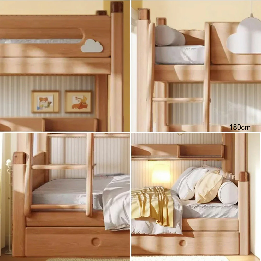 Installation Included LUXORA 120/135/150/180cm Solid Wood Frame Bunk Bed Climbing Stairs/Slide - Image 3