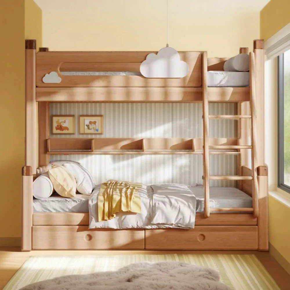 Installation Included LUXORA 120/135/150/180cm Solid Wood Frame Bunk Bed Climbing Stairs/Slide - Image 4