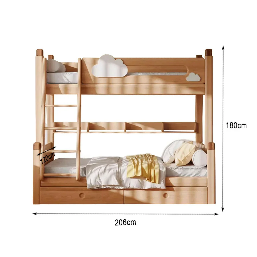 Installation Included LUXORA 120/135/150/180cm Solid Wood Frame Bunk Bed Climbing Stairs/Slide - Image 5