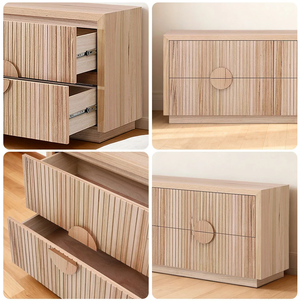 LIVARA 433 Chest of Drawers, Solid & Veneer Ash Wood, Circular Handles, Four Drawers, Modern Scandinavian Style, Natural Finish - Image 3