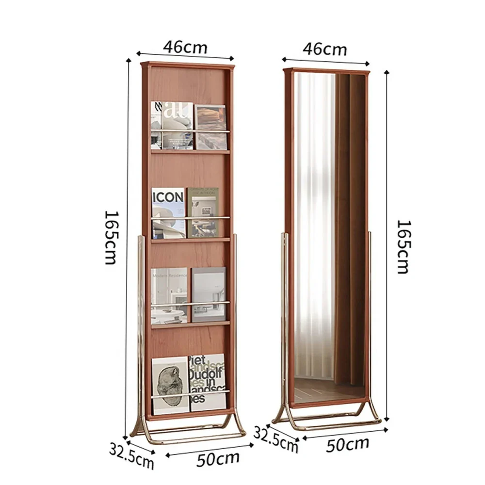 LIVARA 8803 Solid Wood Full-Length Mirror Cabinet, Ultra-Clear Glass, Stainless Steel Legs, Functional Storage Design - Wood and White - Image 6