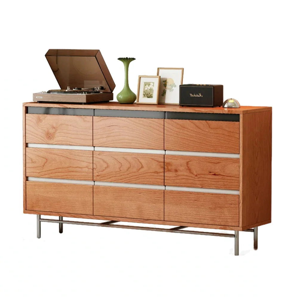 LIVARA 8808 Solid Wood Storage Cabinet 65/120/160cm, Soft-Close Tracks, Stainless Steel Legs, Modern Design - Wood and White - Image 11