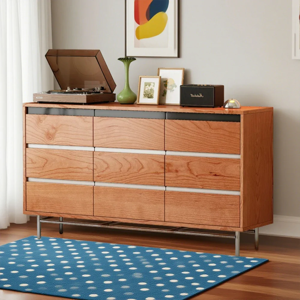 LIVARA 8808 Solid Wood Storage Cabinet 65/120/160cm, Soft-Close Tracks, Stainless Steel Legs, Modern Design - Wood and White - Image 14
