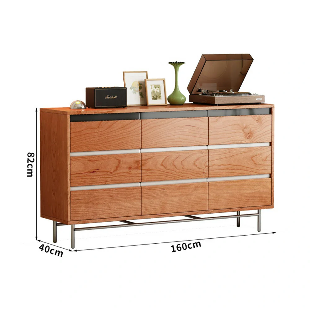 LIVARA 8808 Solid Wood Storage Cabinet 65/120/160cm, Soft-Close Tracks, Stainless Steel Legs, Modern Design - Wood and White - Image 15