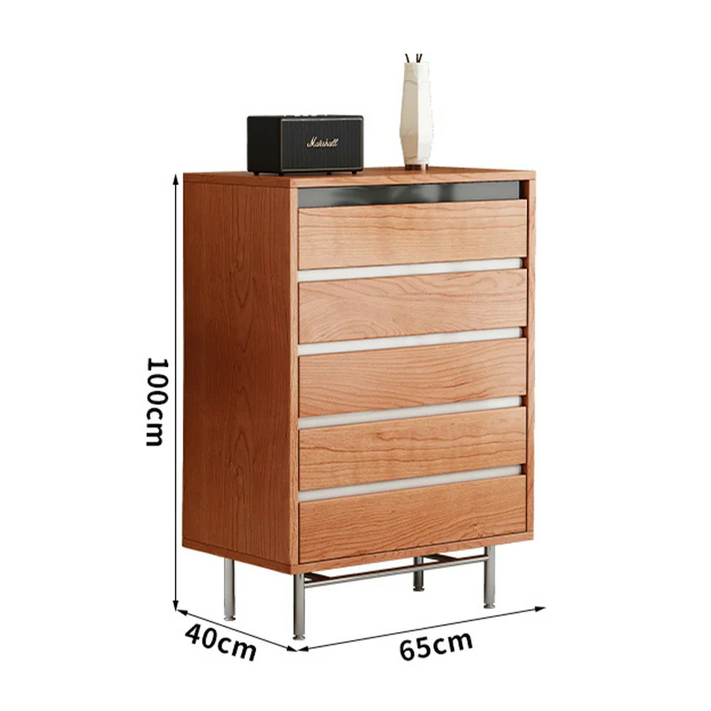 LIVARA 8808 Solid Wood Storage Cabinet 65/120/160cm, Soft-Close Tracks, Stainless Steel Legs, Modern Design - Wood and White - Image 5
