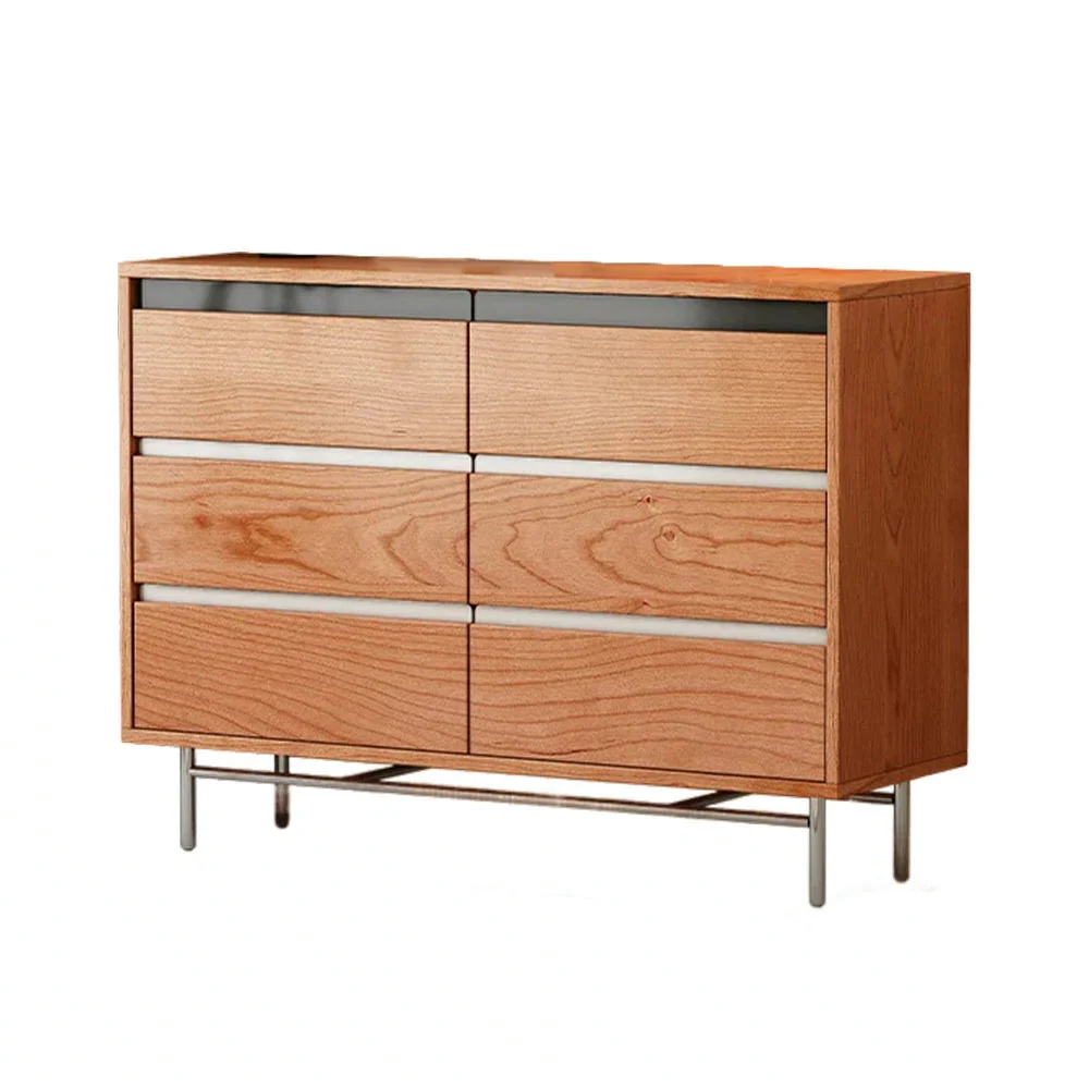 LIVARA 8808 Solid Wood Storage Cabinet 65/120/160cm, Soft-Close Tracks, Stainless Steel Legs, Modern Design - Wood and White - Image 6