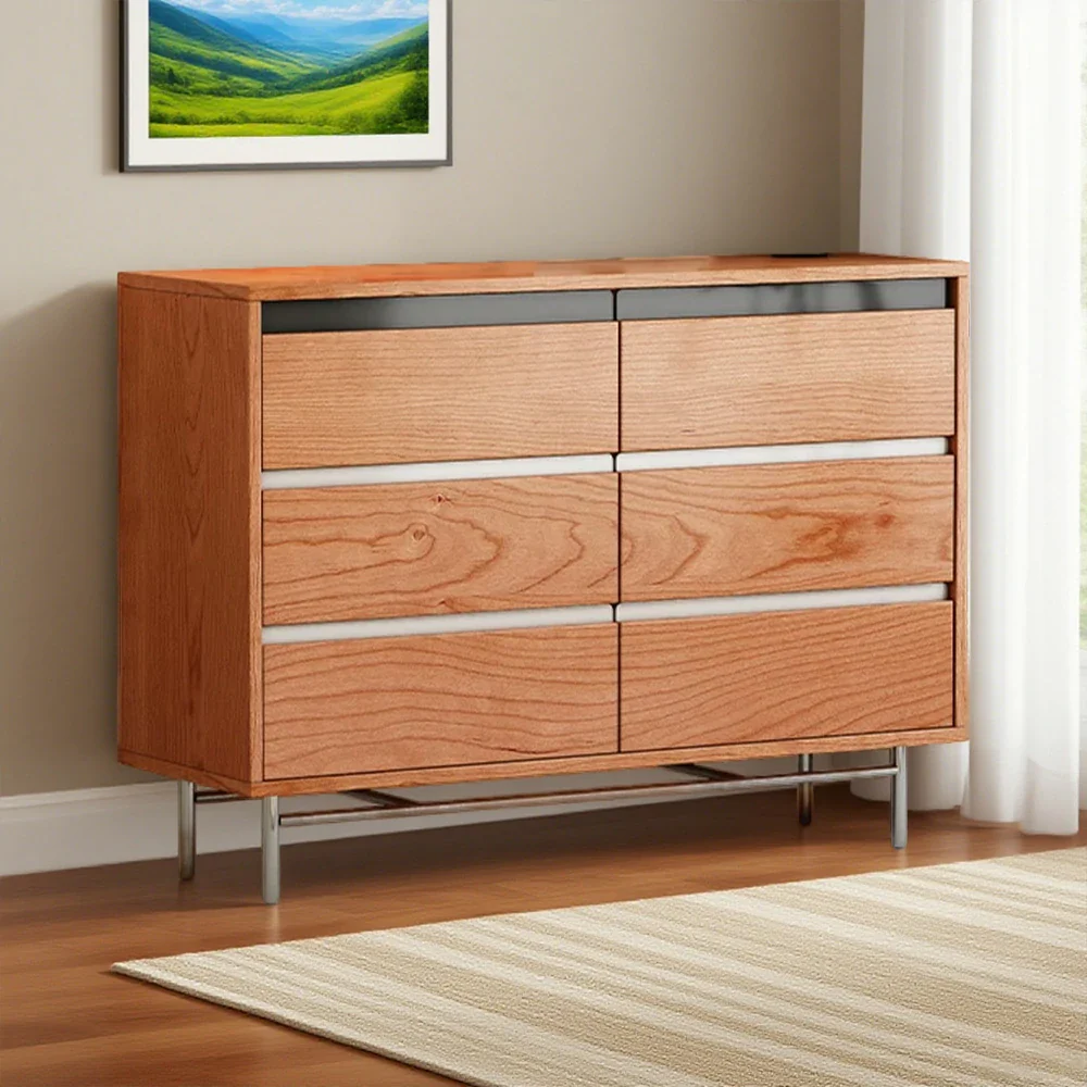 LIVARA 8808 Solid Wood Storage Cabinet 65/120/160cm, Soft-Close Tracks, Stainless Steel Legs, Modern Design - Wood and White - Image 7