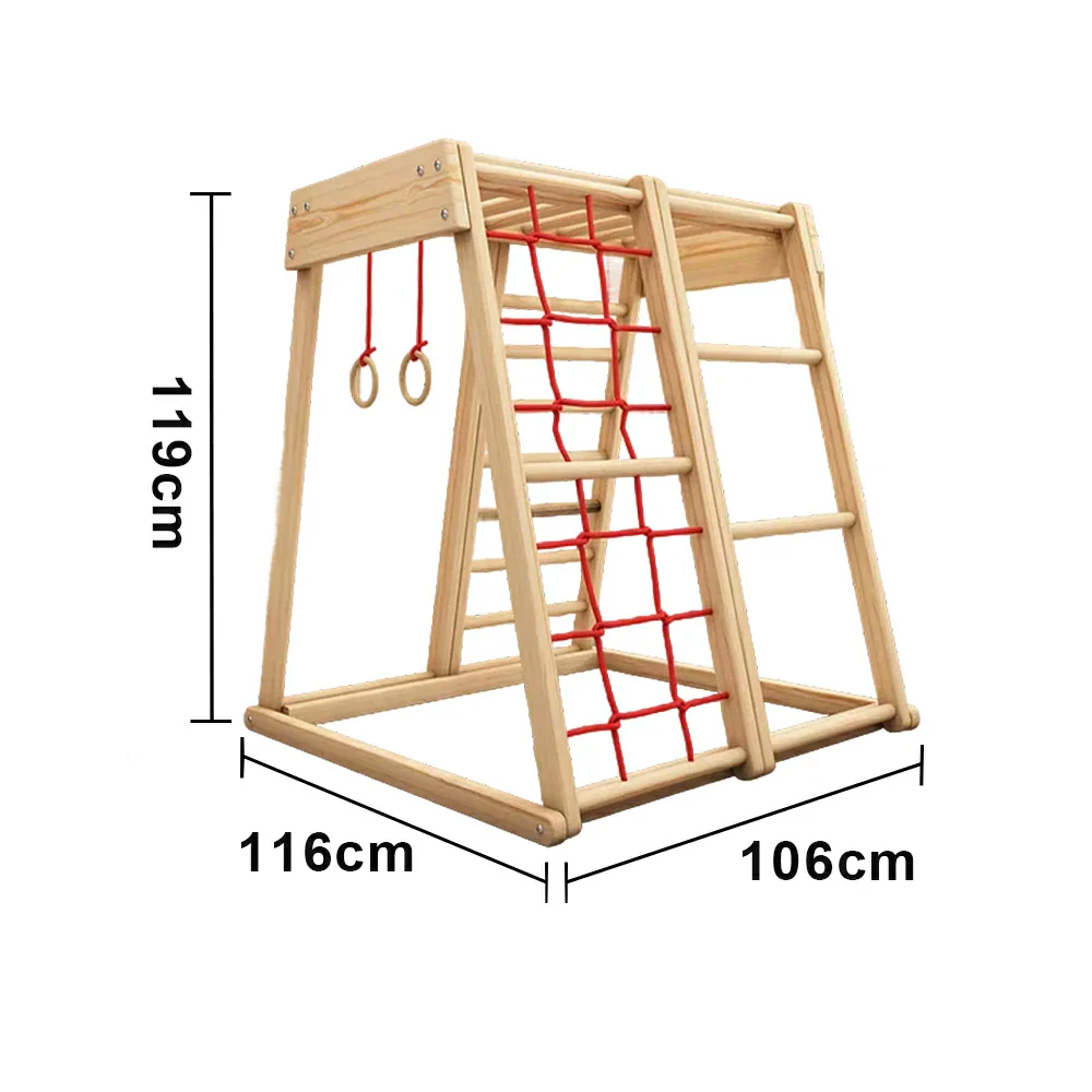 LIVARA Kids Climbing Frame, Rounded Safety Design, Solid Wood Structure, Durable Nylon Rope, Multi-Activity Play - Image 5