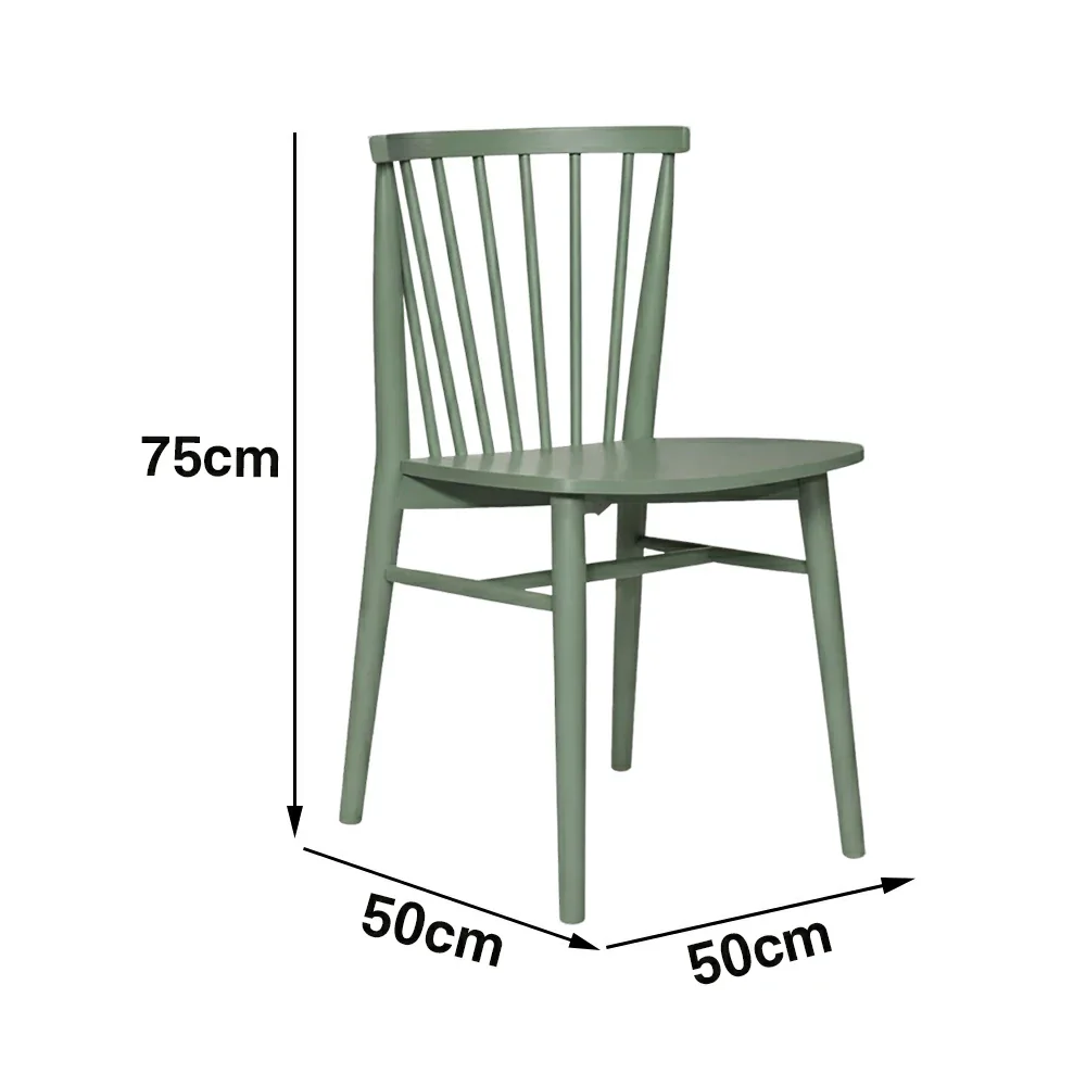LIVARA Nordic Solid Wood Dining Chair - Ergonomic Slat Back with Reinforced Frame & Stable Legs, Minimalist Kitchen Seat - Green - Image 5