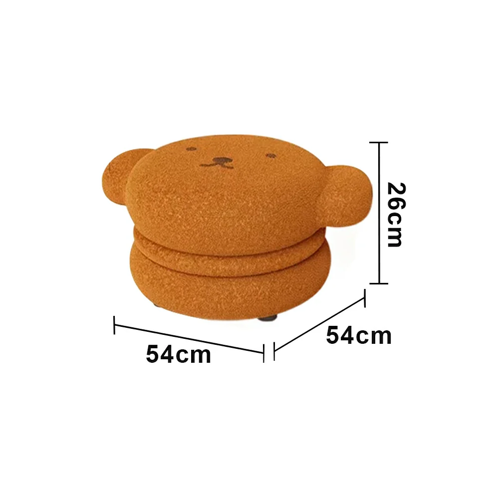 LIVARA Bear-Shaped Sherpa Upholstered Stool, High-Resilience Foam Cushion, Solid Wood Frame, Wide Comfort Seat - Image 5