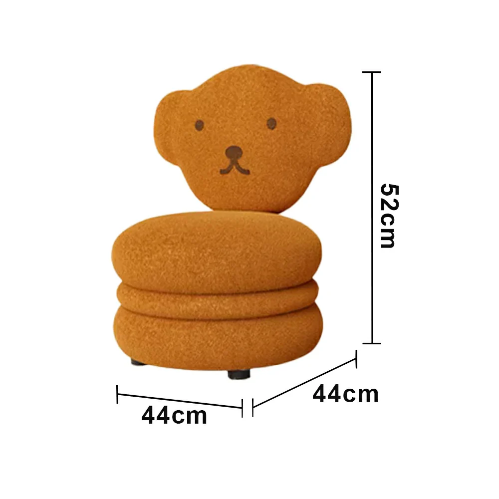 LIVARA Bear-Shaped Sherpa Upholstered Stool with Backrest, High-Resilience Foam Cushion, Solid Wood Frame, Wide Comfort Seat - Image 5
