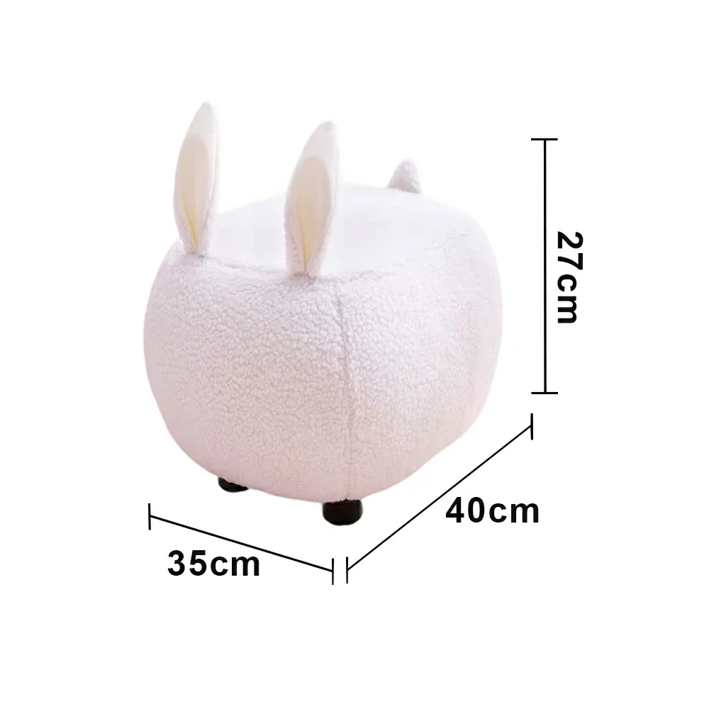 LIVARA Bunny-Shaped Cashmere-Fleece Stool, Supportive Comfort Seat, Durable Upholstery, Rounded Safety Design - White - Image 5