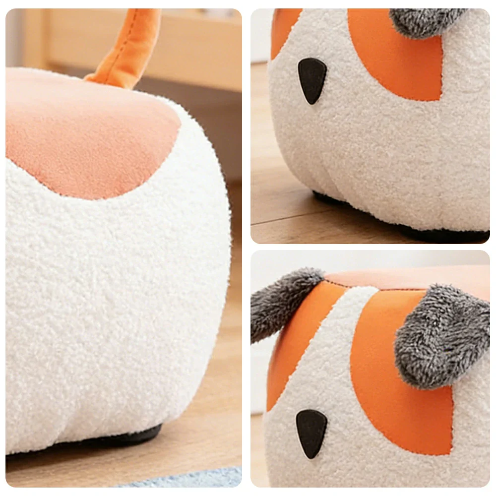 LIVARA Dog-Shaped Teddy Fleece Stool, Supportive Comfort Seat, Durable Upholstery, Rounded Safety Design - Orange - Image 3