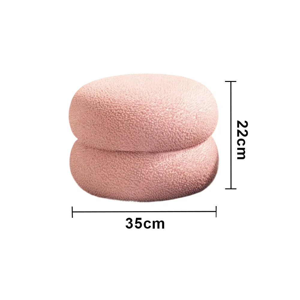 LIVARA Stackable Sherpa Stool, High-Density Foam Cushion, Solid Wood Frame, Space-Saving Design - Pink - Image 5