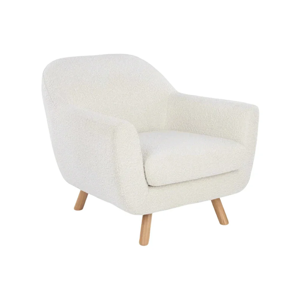LIVARA Nordic Accent Armchair - Upholstered Single Sofa with High-Resilience Foam, Soft Sherpa Fabric & Solid Wood Legs - Cream