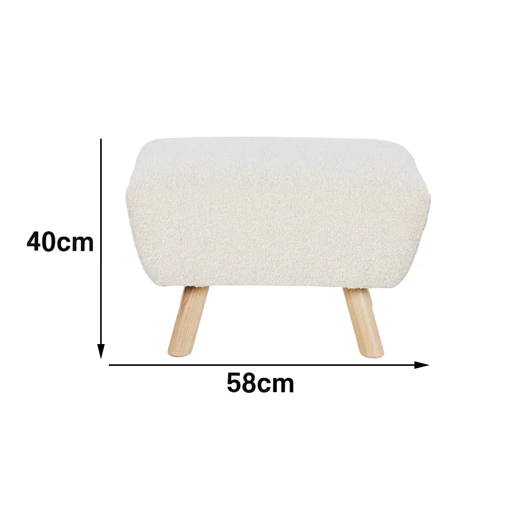 LIVARA Nordic Accent Armchair - Upholstered Single Sofa with High-Resilience Foam, Soft Sherpa Fabric & Solid Wood Legs - Cream - Image 10