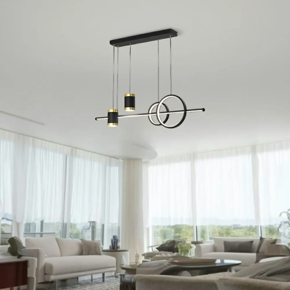 LIVARA 45W Layered Ring Pendant Light with Full-Spectrum Eye-Protection LED, Adjustable 1.5m Suspension & Starlight Upward Glow - Image 4
