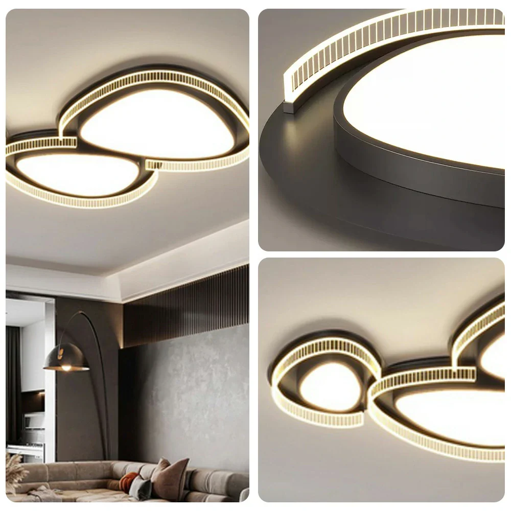LIVARA 294W Ceiling Light with Full-Spectrum Eye-Protection LED, Three-Color Dimmable Lighting & PMMA Soft Diffuser Iron Body Design - Black - Image 3