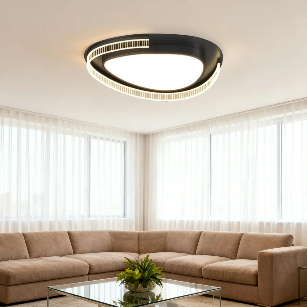 LIVARA 108W Ceiling Light with Full-Spectrum Eye-Protection LED, Three-Color Dimmable Lighting & PMMA Soft Diffuser Iron Body Design - Black - Image 4