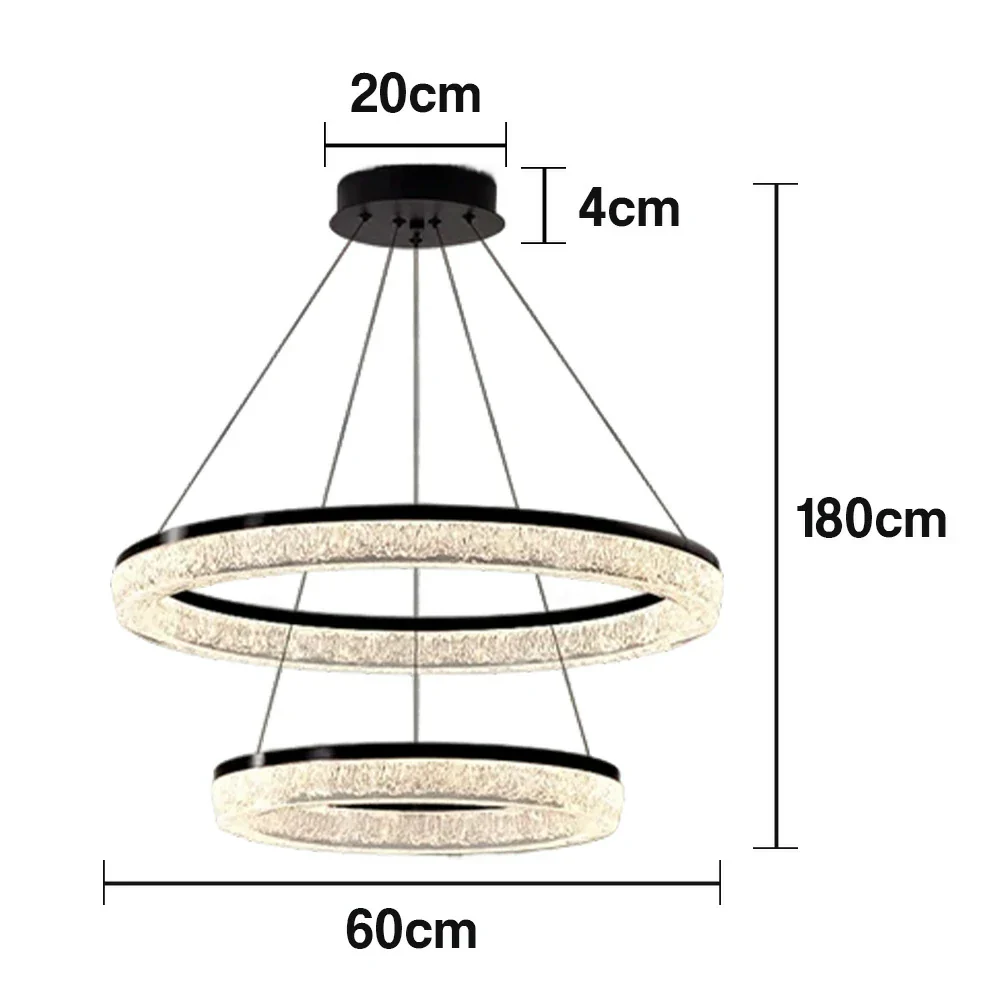 LIVARA 124W Crystal Pendant Light with Full-Spectrum Eye-Protection LED, Three-Color Dimmable Lighting & Matte Iron Body Design - Image 5