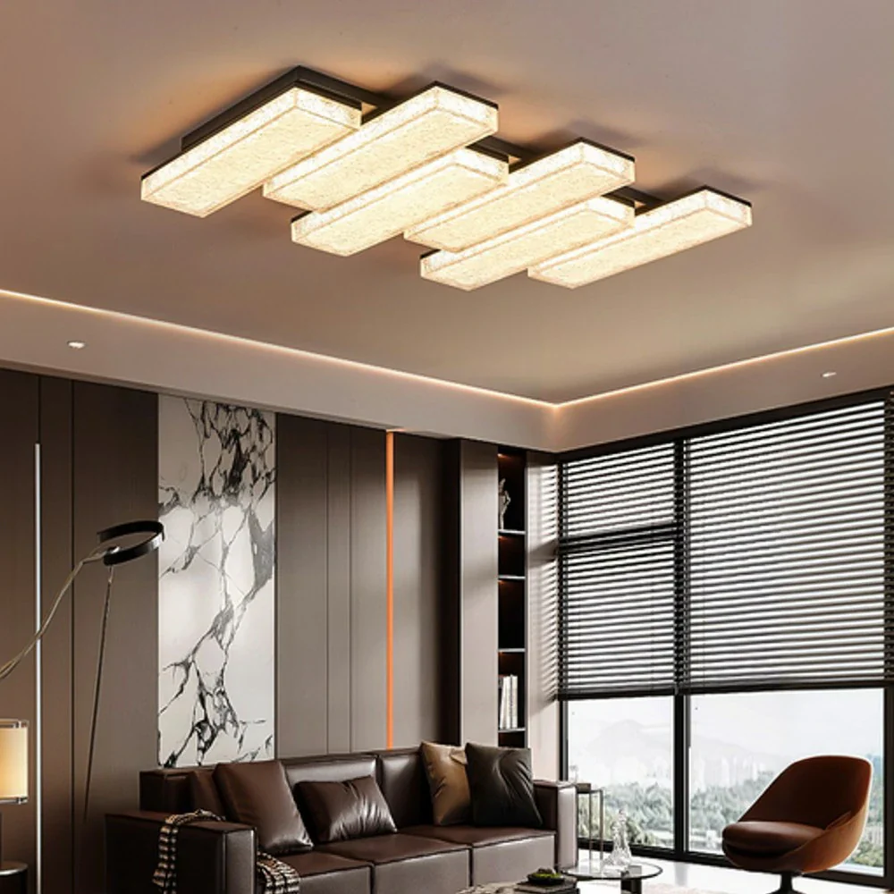 LIVARA 216W Aluminium Ceiling Light with Full-Spectrum Eye-Protection LED, Three-Color Dimmable Lighting & Textured PMMA Lampshade - Matte Black - Image 4