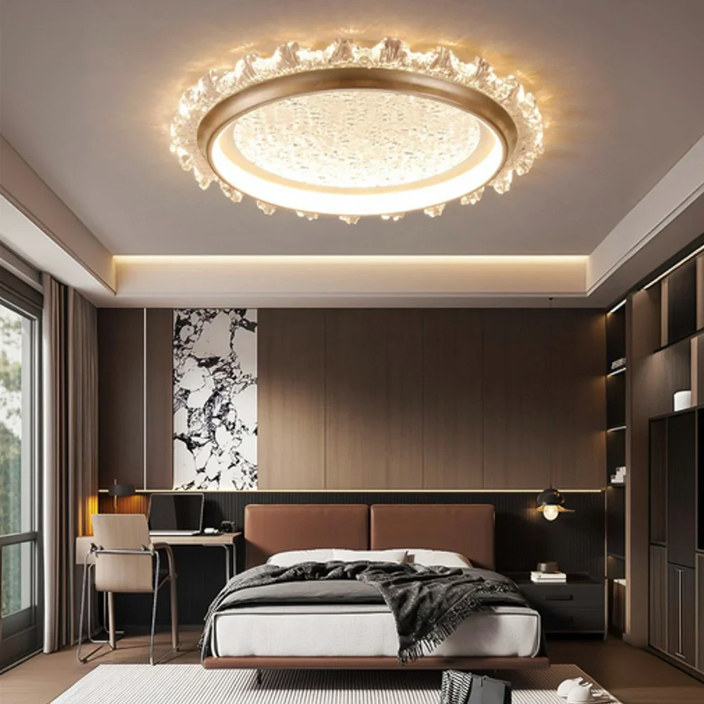 LIVARA 96W Modern Ceiling Light with Dimmable Full-Spectrum LED, Anti-Rust Die-Cast Iron Frame & Soft PMMA Lampshade - Coffee - Image 2