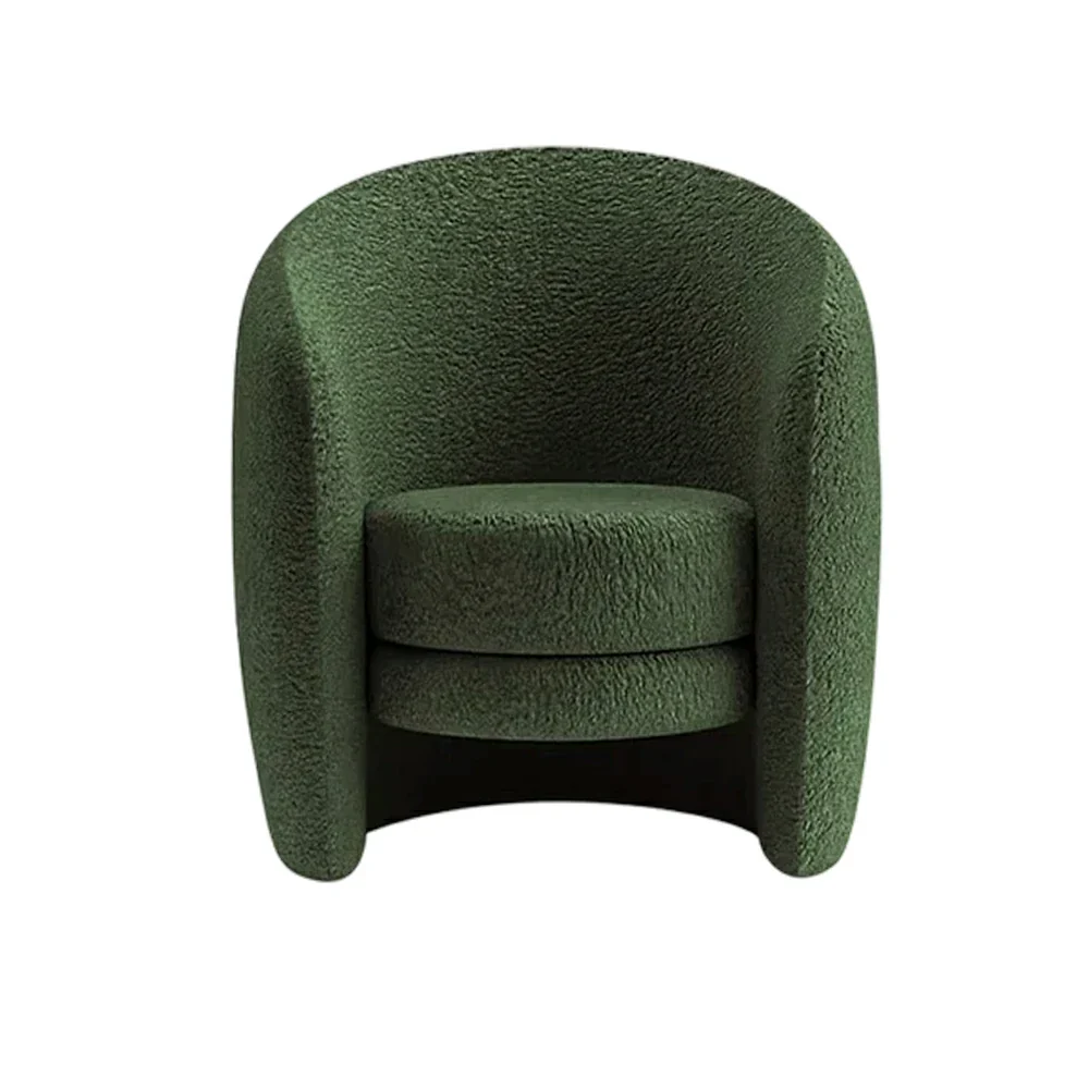 LIVARA Accent Armchair Ergonomic Support Solid Pine Frame Teddy Fleece Upholstery with Nano 3-Proof Technology - Green